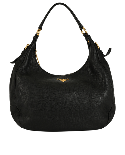 Vitello Daino Hobo, &pound;495, Handbags, Black, Leather, Front view